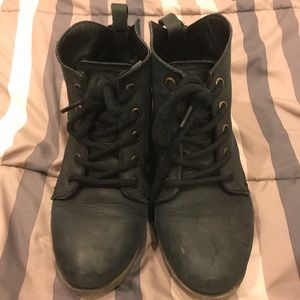 Steve Madden Black Lace Up Booties